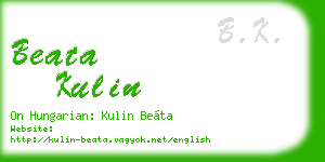 beata kulin business card