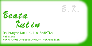 beata kulin business card